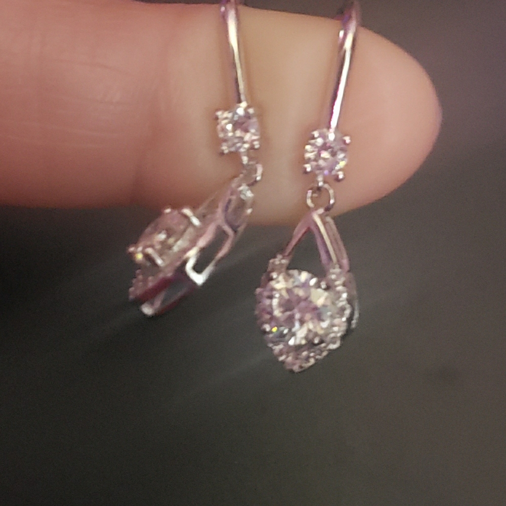 Silver-Tone Cubic Zirconia Drop Earrings - Sparkling Clear